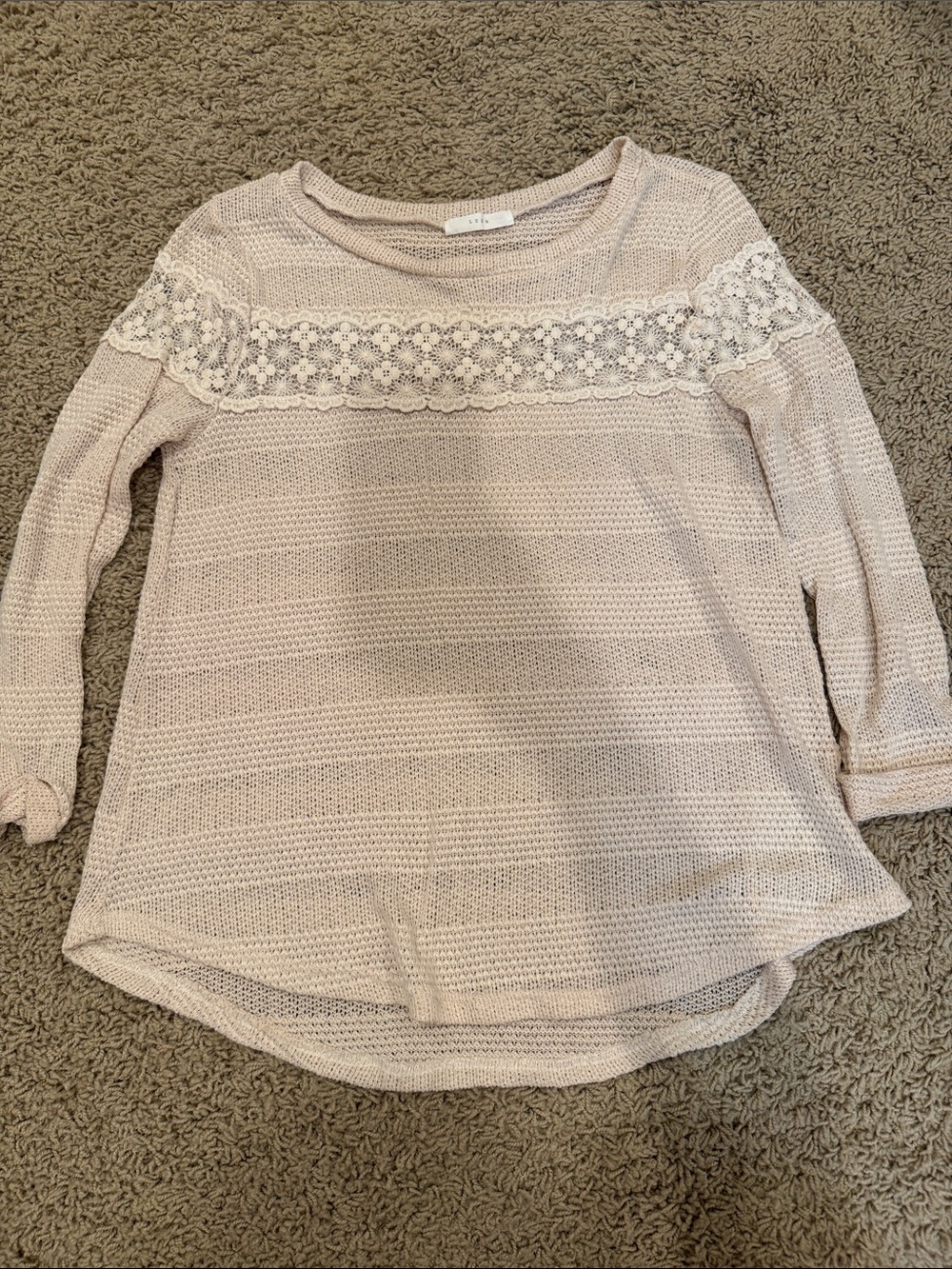 Lush Cream Lace-Trim Knit Tunic